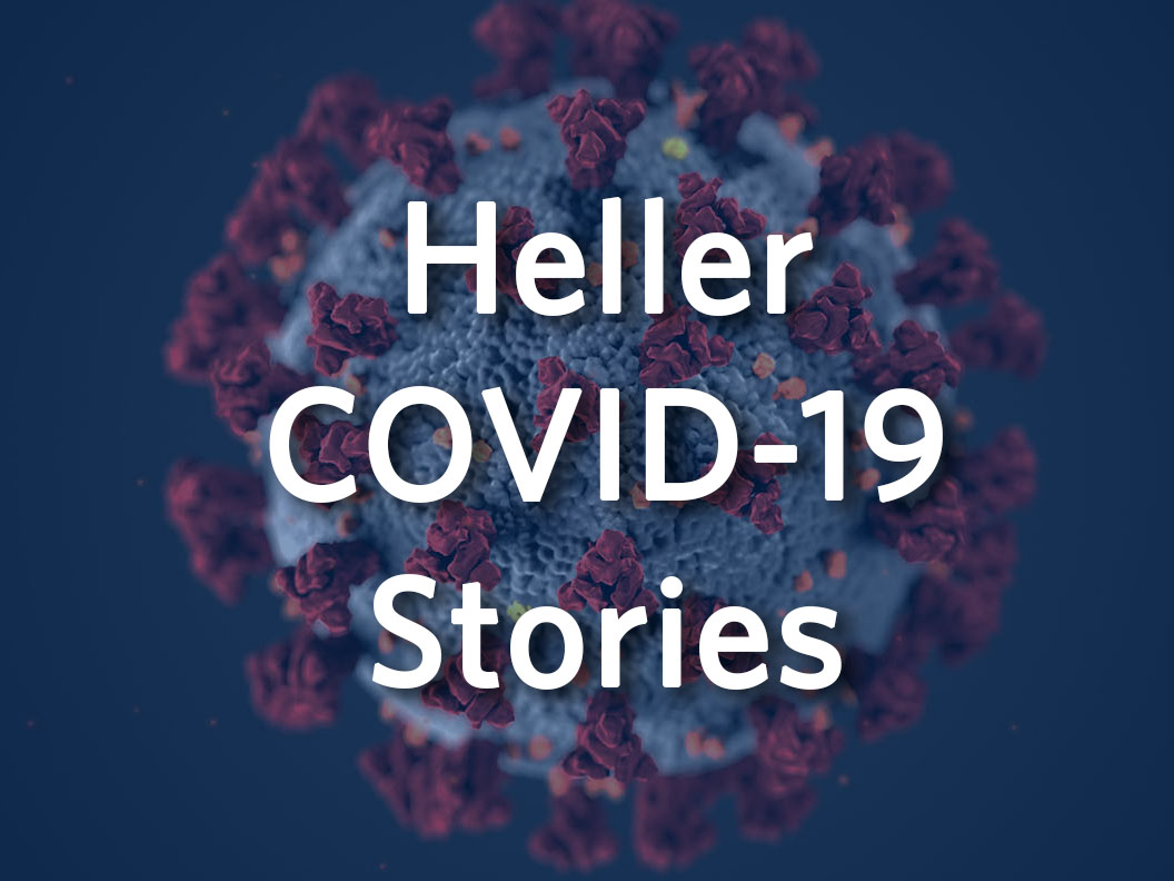 Heller COVID-19 Stories over an image of the coronavirus