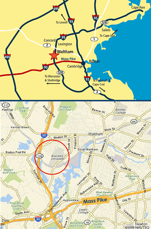Maps of Eastern Massachusetts and Waltham area
