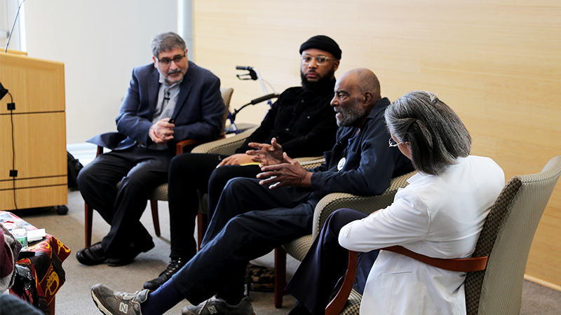panel event featuring Joel Cutcher Gershenfeld, Christian Perry, Mel King and Maria Madison