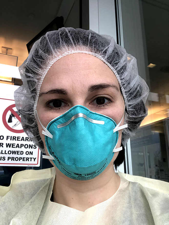 Audrey Etlinger Cohen, MPP'10, in personal protective equipment