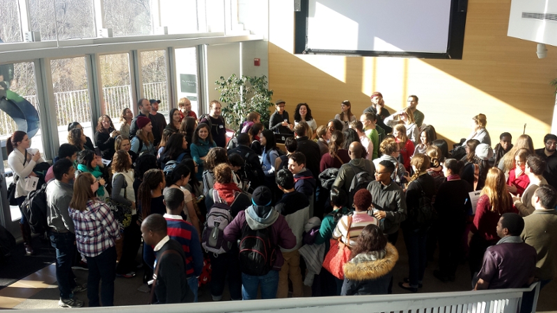 image of students at community day in zinner forum
