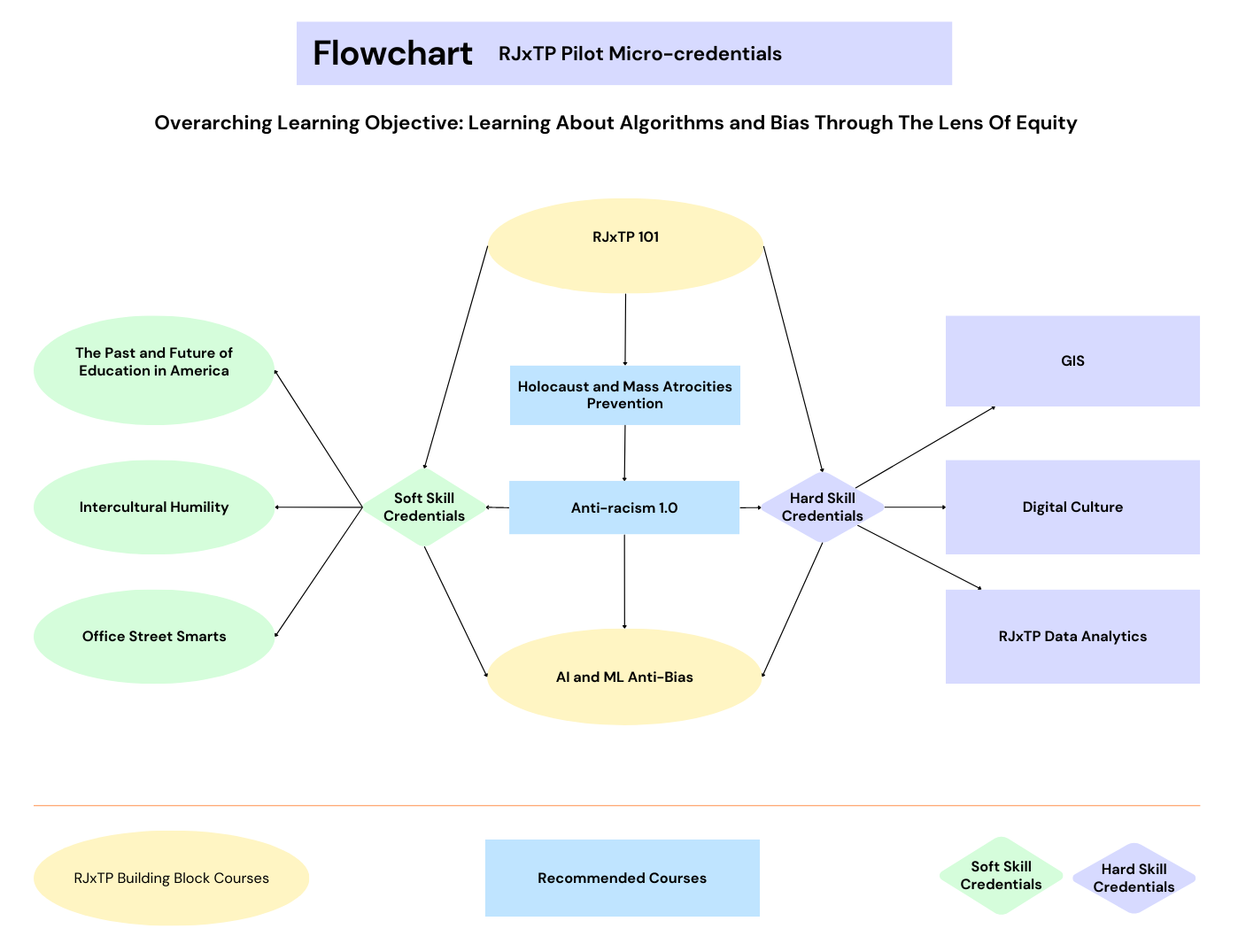 Flowchart showing the RJxTP pilot micro-credentials.