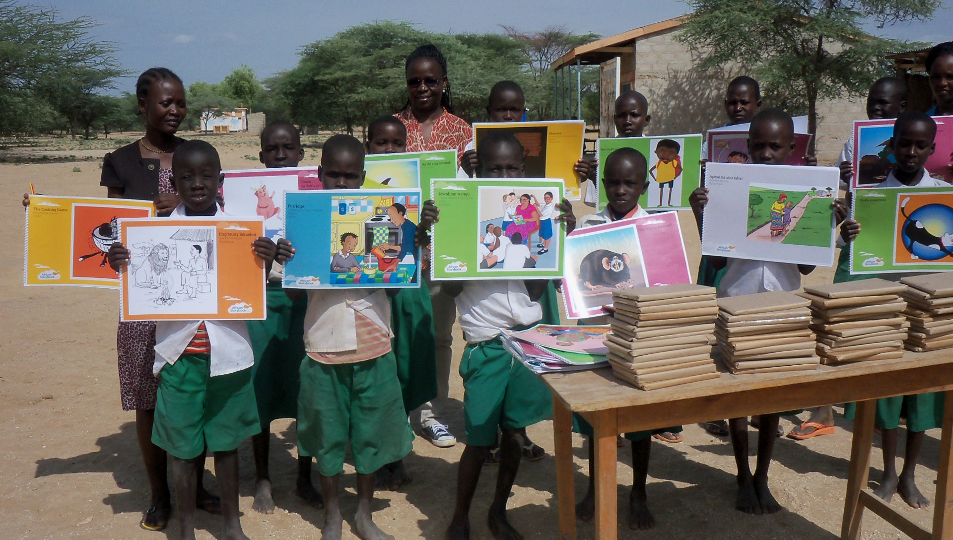 Dorcas Wepukhulu with children holding books