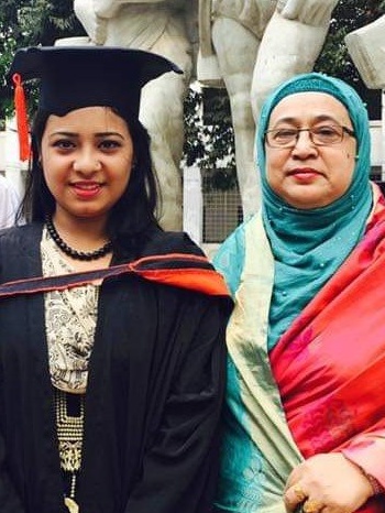 Samira Bari, MA SID’20, and her mother Mrs. Nilara Begum