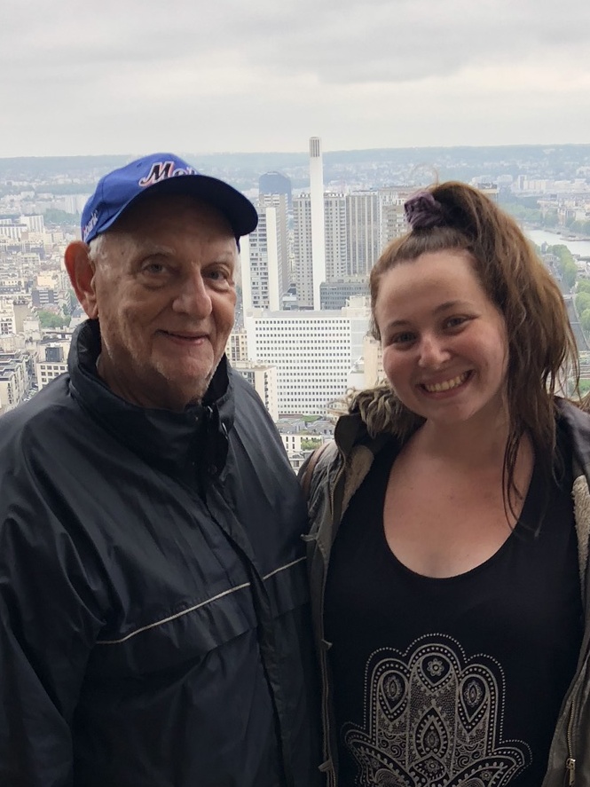 Photo of Julianna Brill, MA SID/COEX'22 and her grandfather Larry Hine
