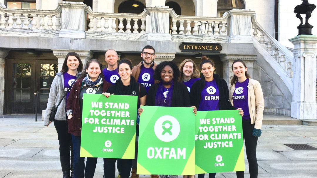 Gail Carter, MA SID'18, with OxFam at the Massachusetts State House.