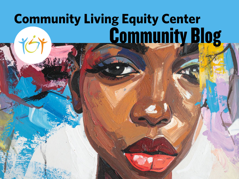 Community Living Equity Center blog header with white logo