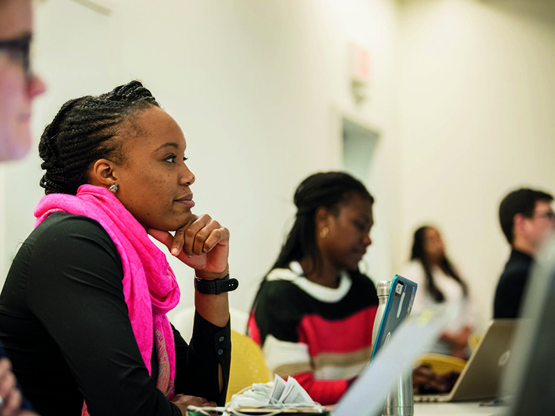 Student listening in class