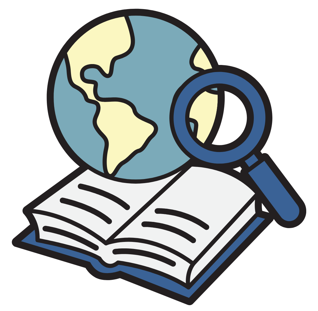 Globe and Magnifying Glass Placed Next to an Open Book