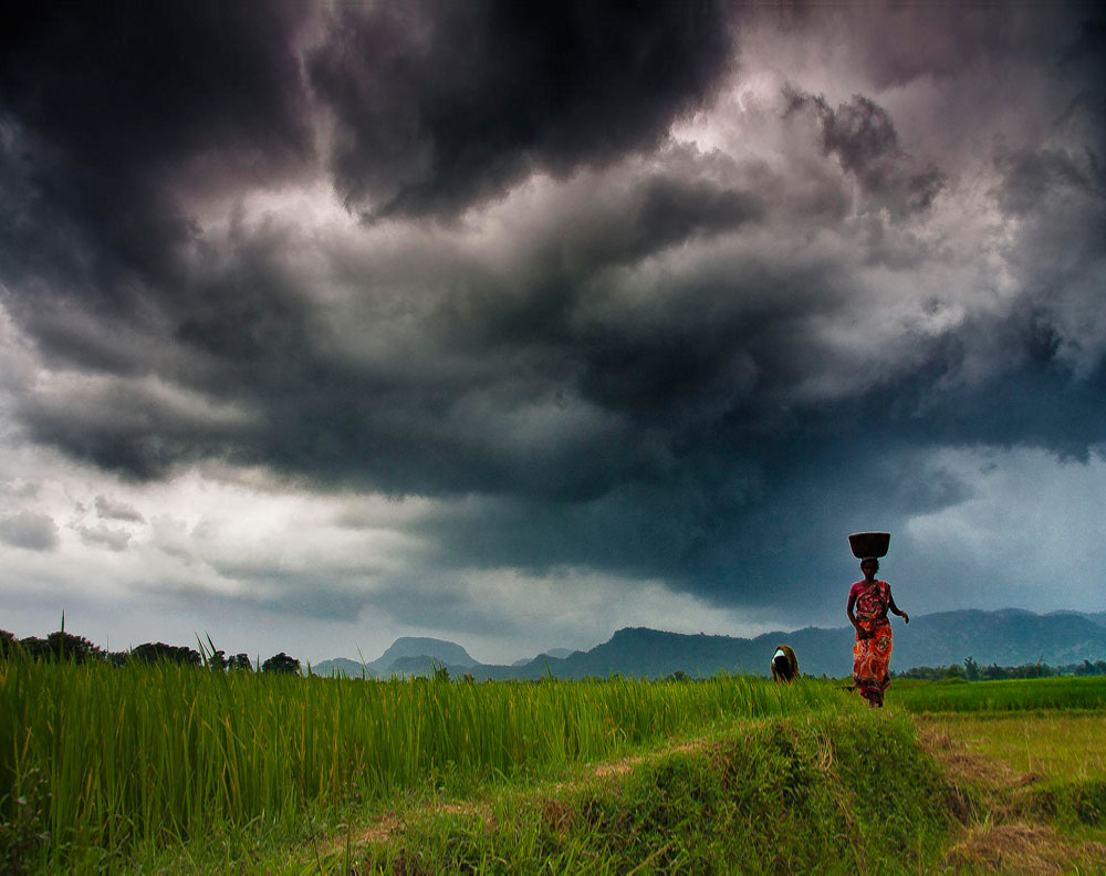 A woman works in the field just before a monsoon in Purulia, India. © 2013 Madhabendu Hensh/Self, Courtesy of Photoshare