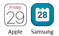 Calendar app icons for Apple and Samsung app stores