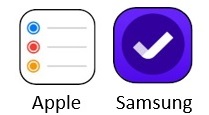 Reminder app icons for Apple and Samsung app stores