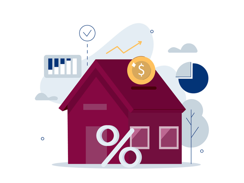 a simple vector illustration of a piggy bank in the shape of a house