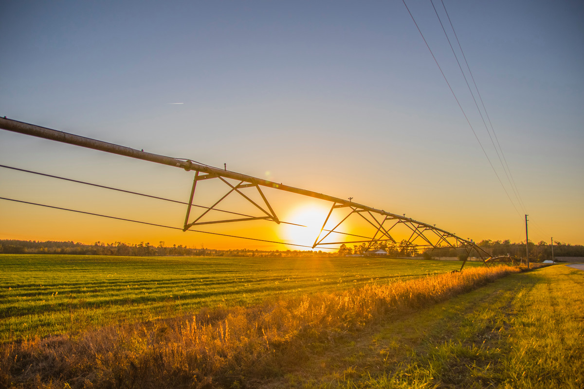 Image of irrigation system over a field