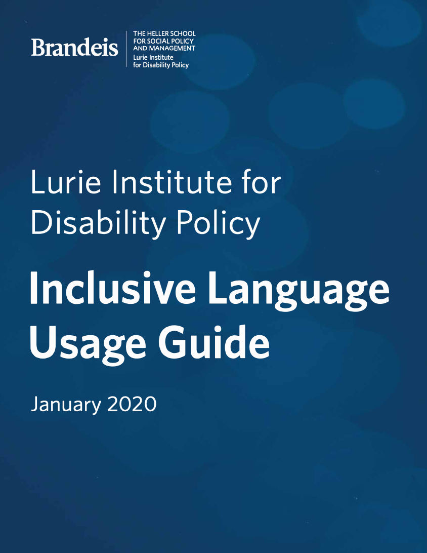 The cover of the Lurie Institute Inclusive Language Guide