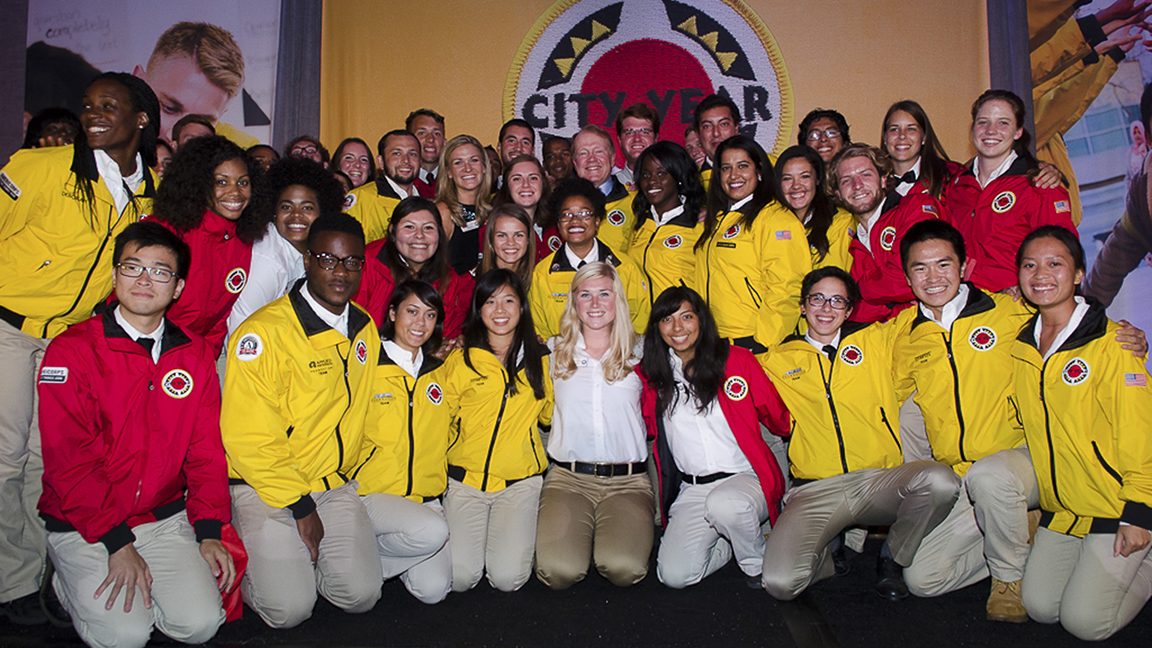 Toni Burke, MPP'09, with a group of CityYear volunteers.
