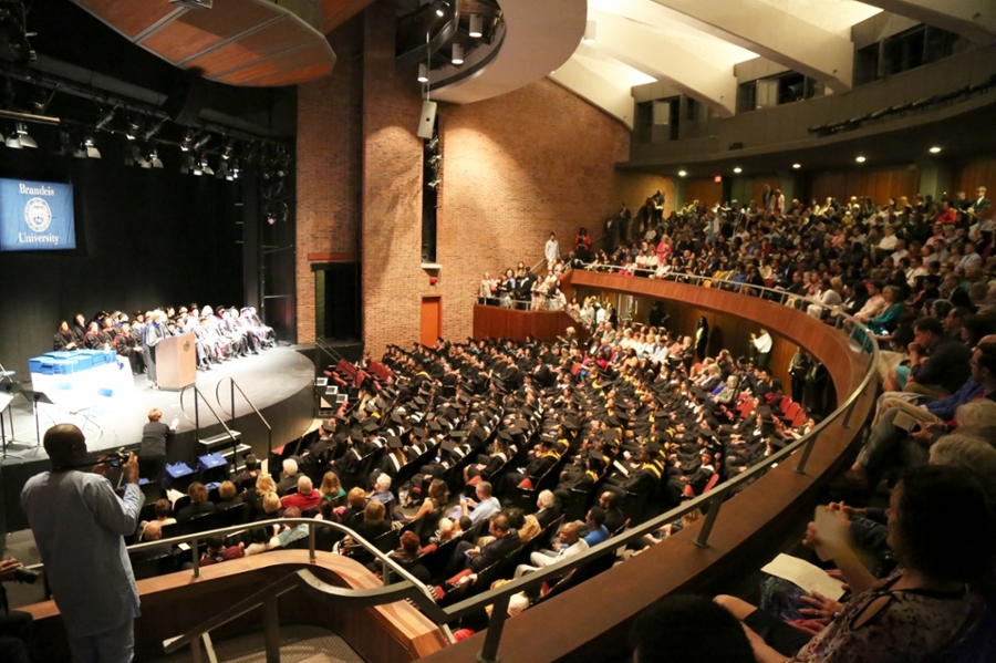 Wide shot of full Spingold Theater during Heller School commencement.