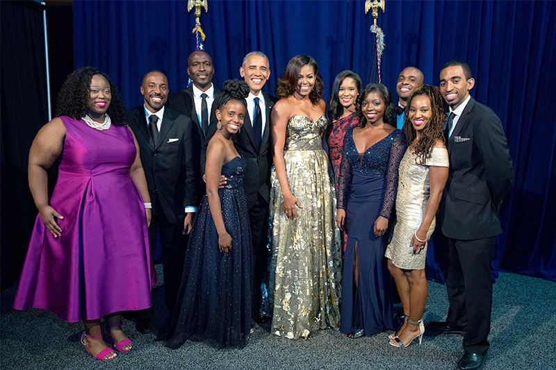 group image including erin robinson with president barack obama and first lady michelle obama