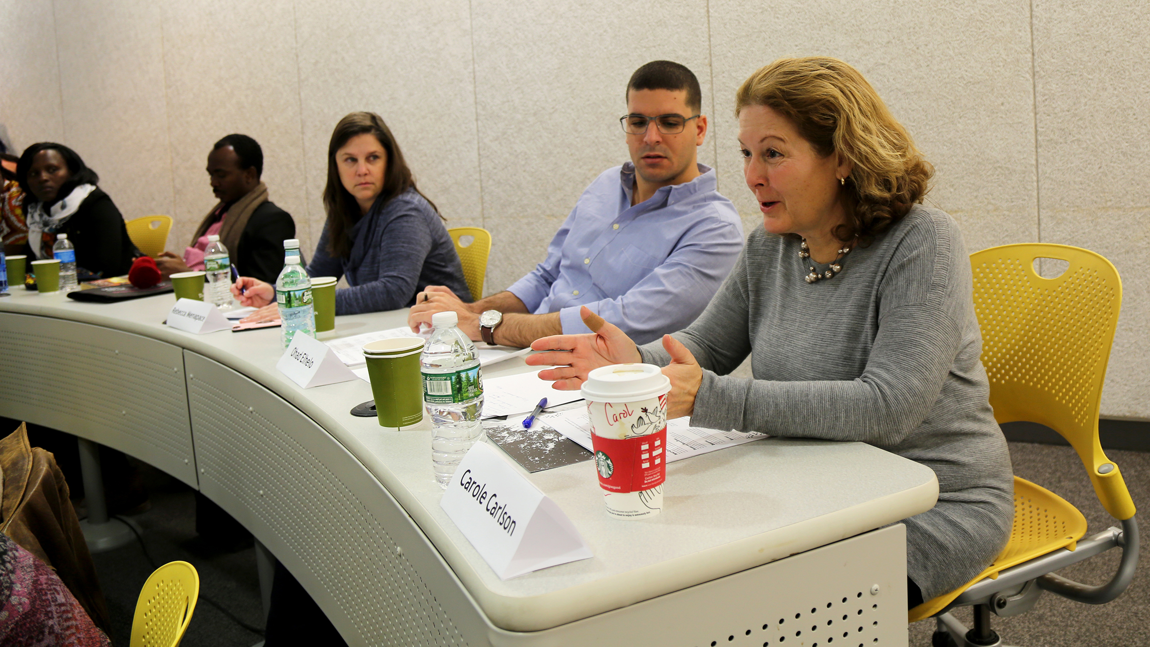 Carole Carlson seated with the other Hult Prize judges