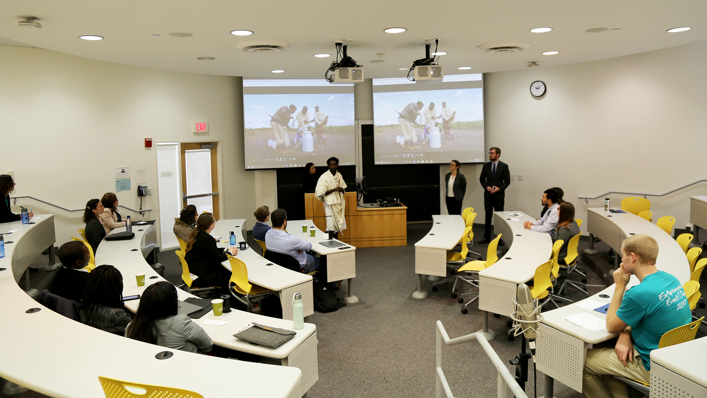 Nomad Dairy presenting in a Heller classroom