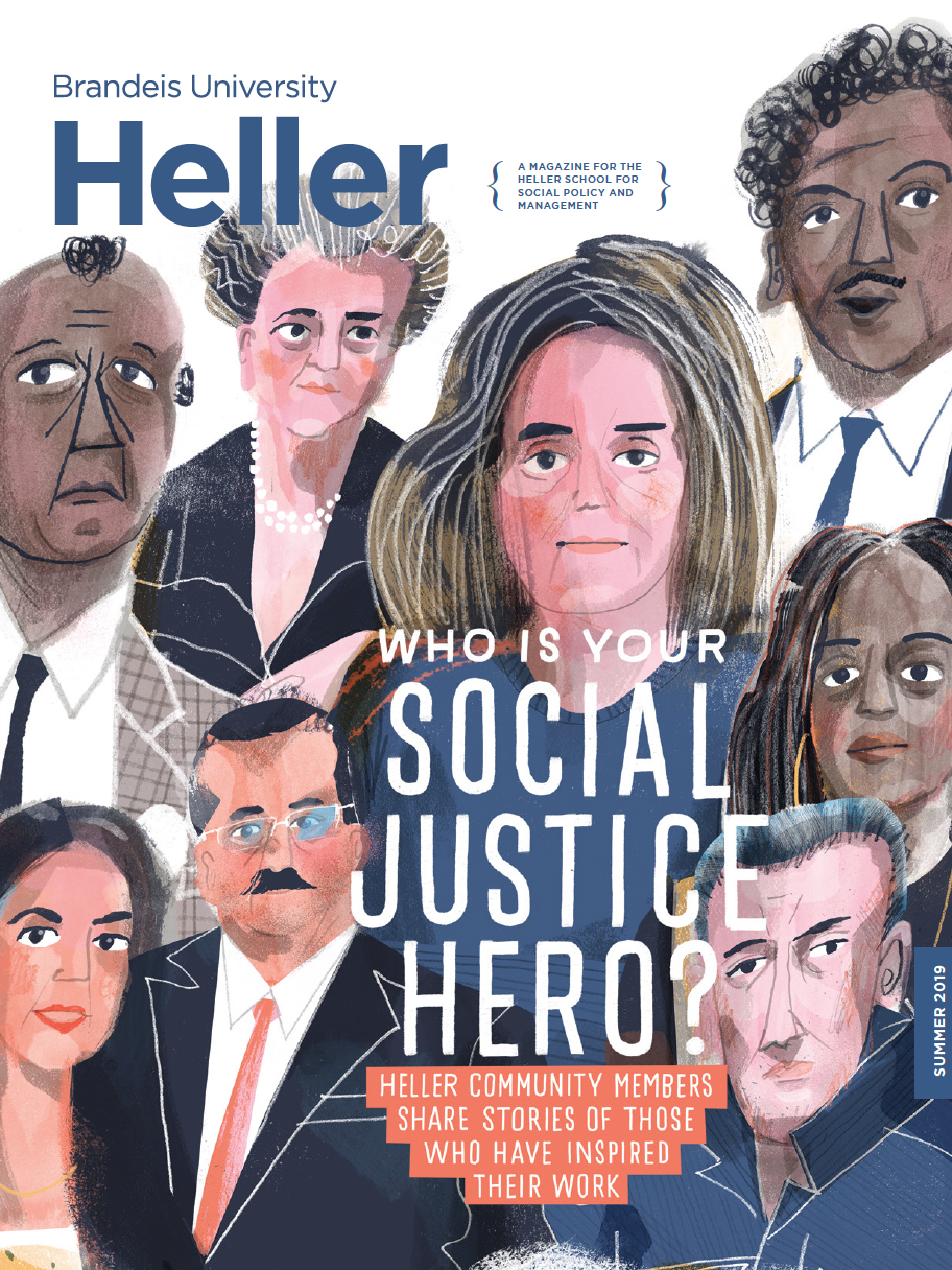 Cover of 2019 Heller Magazine featuring illustrations of social justice heroes