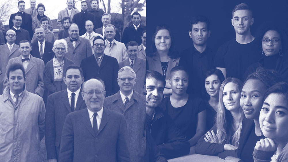 Heller students in the 1960s and in 2019