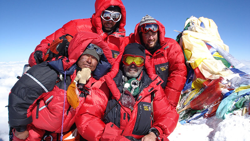 Dan Mazur, PhD'00, with a climbing party at Mount Everest