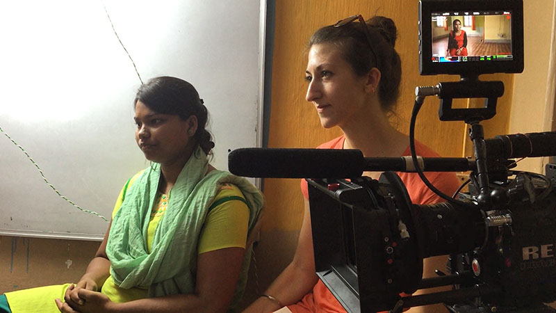 Sydney Skov, MA SID'15, shooting her documentary