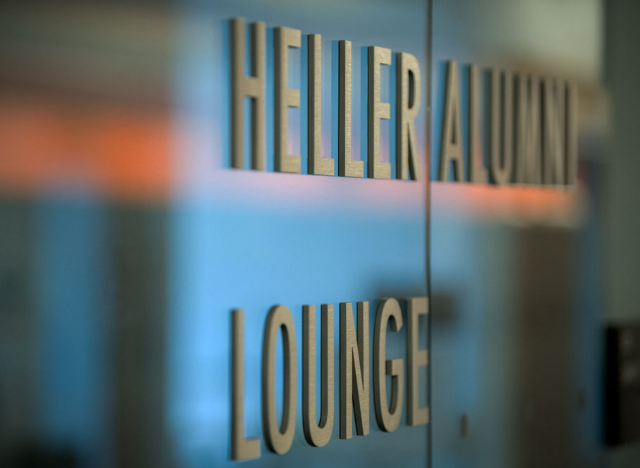 Heller Alumni Lounge sign