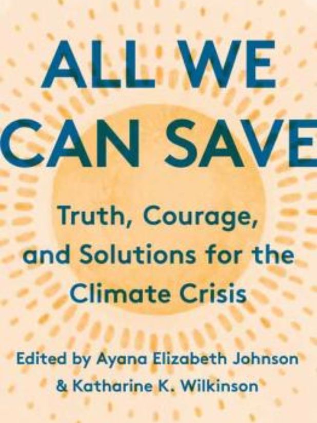 Book cover "All We Can Save: Truth, Courage, and Solutions for the Climate Crisis. One World" by Johnson, A. E. & Wilkinson, K. K.