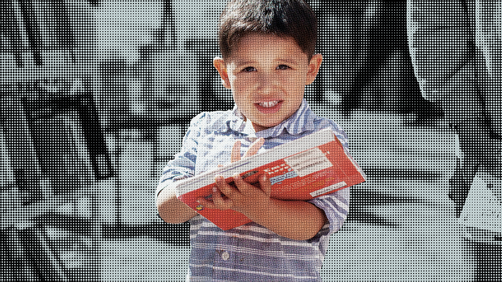 Graphic of child holding a book