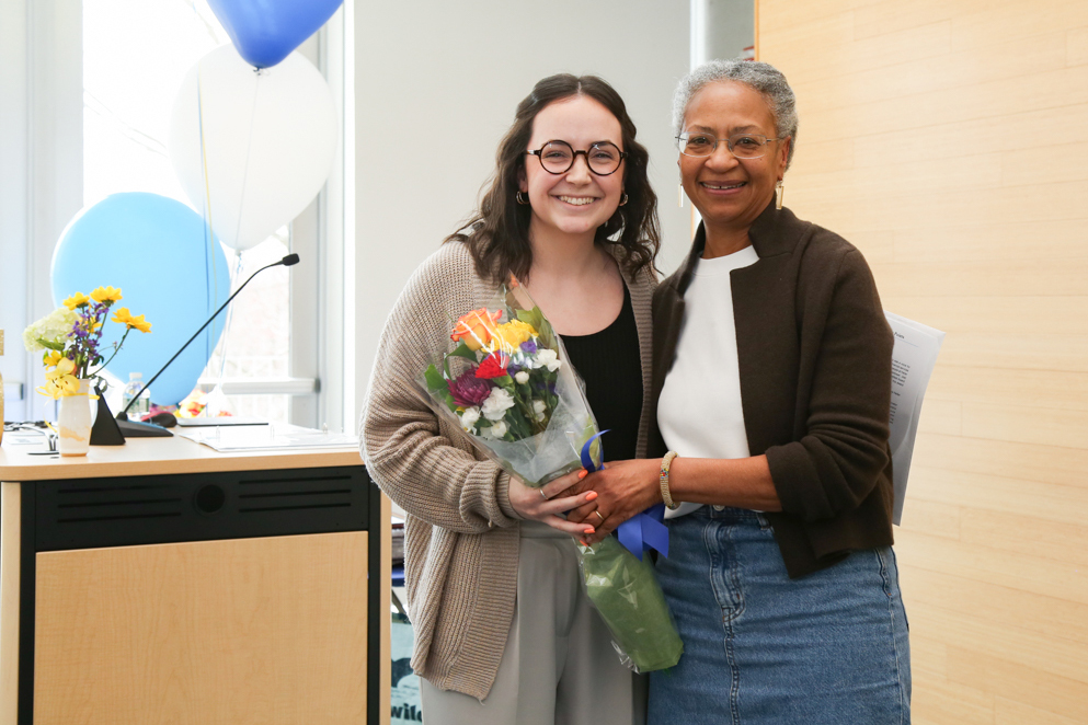 Katherine Nace, MPP'24, with Interim Dean Maria Madison at the 2024 Heller Awards ceremony