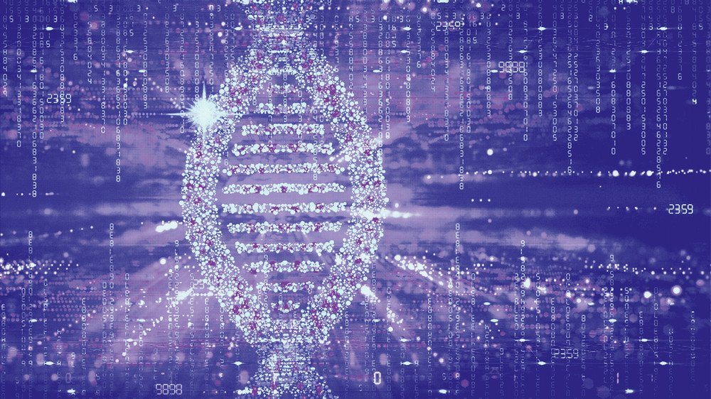Graphic of DNA with code