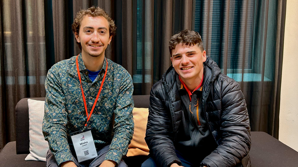 Heller students Misha Teixido and Murray Dawson at the International Business Mediation Competition in Amsterdam, October 2025
