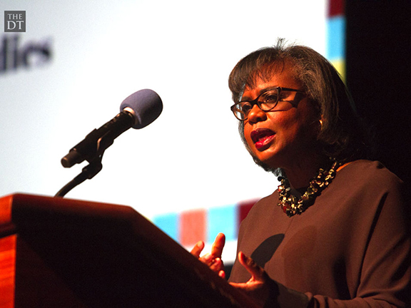 Anita Hill giving a speech