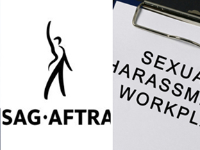 SAG AFTRA logo and a document about sexual harassment