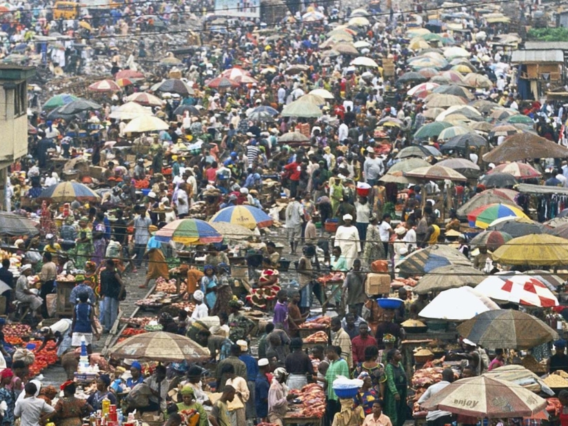 aerial view of market in Nigeria