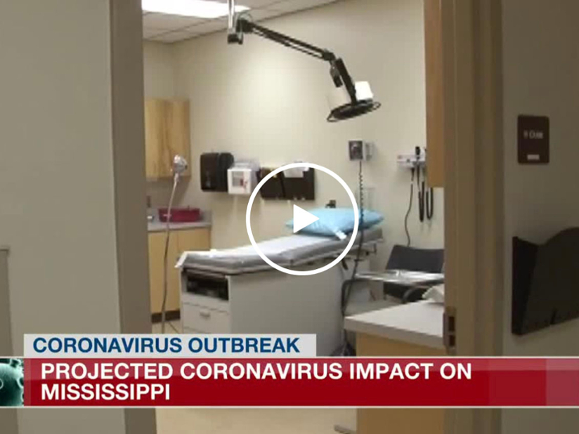 screenshot of doctor's office with words "projected coronavirus impact on mississippi" 