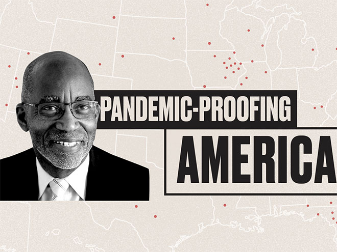 Headshot of David R. Williams and the words "Pandemic-proofing America"