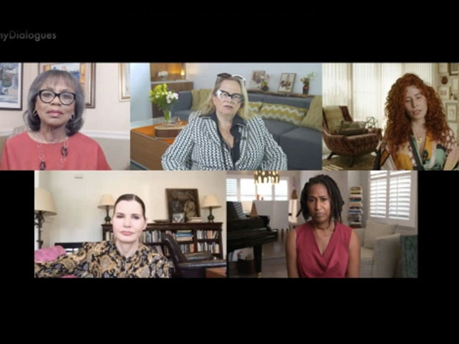Anita Hill and Hollywood celebrities on a Zoom call
