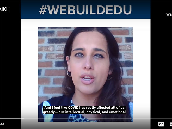 Sana Shaikh, PhD'20 in a video still for #WeBuildEdu