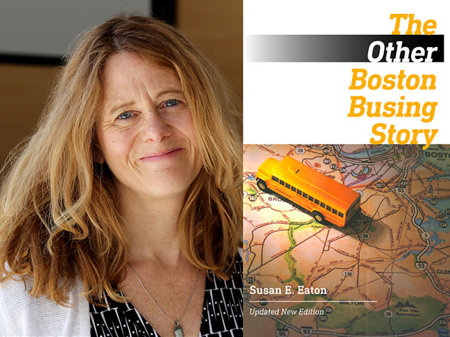 Susan Eaton and the cover of "The Other Boston Busing Story"
