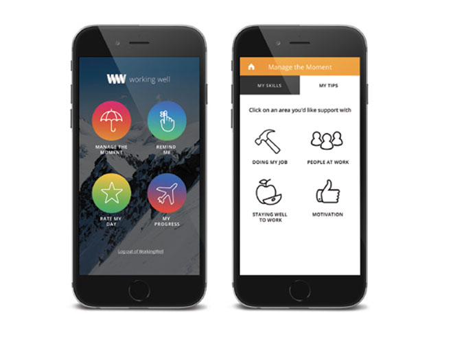 Two WorkingWell app screenshots 