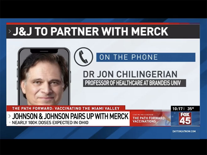 Jon Chilingerian on Dayton Now with words: Johnson & Johnson pairs with Merck: Dr. John Chilingerian, Professor of Healthcare at Brandeis University 