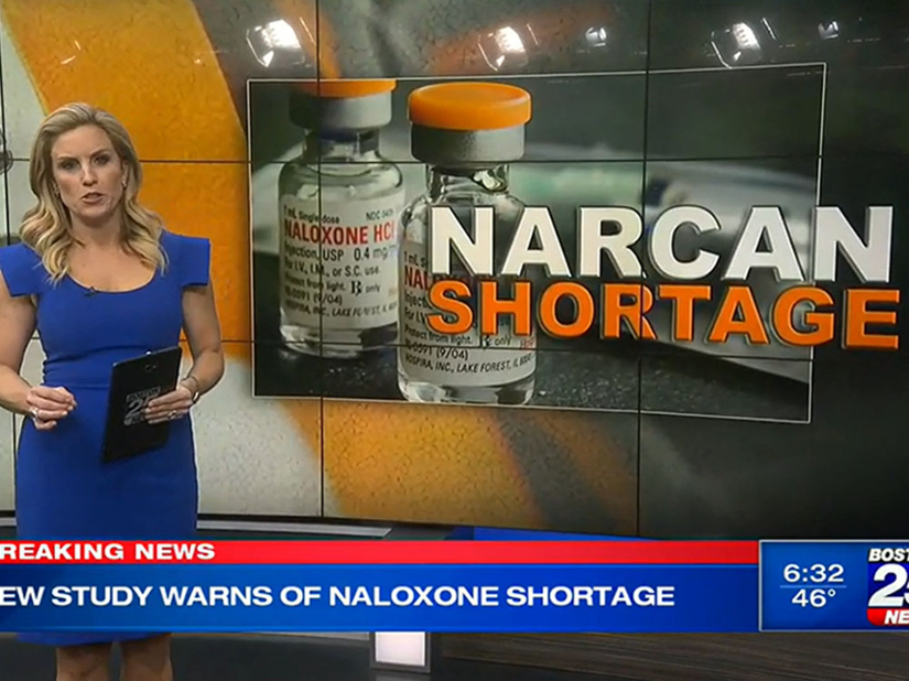 TV graphic that says "narcan shortage"