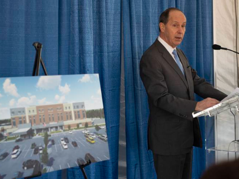 Mark Keroack, president and CEO of Baystate Health, speaks at the groundbreaking event for the Baystate Behavioral Health Hospital in Holyoke last March