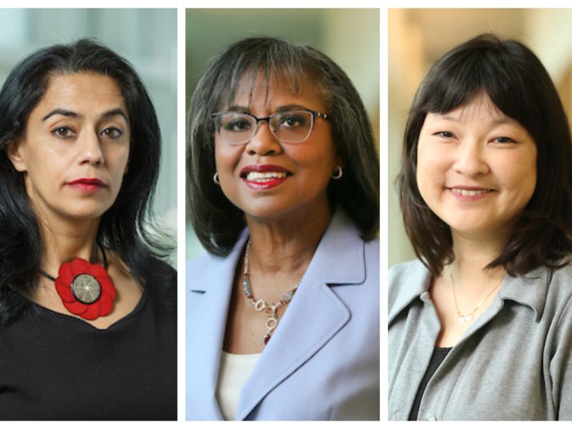 From left to right, professors Harleen Singh, Anita Hill and ChaeRan Freeze
