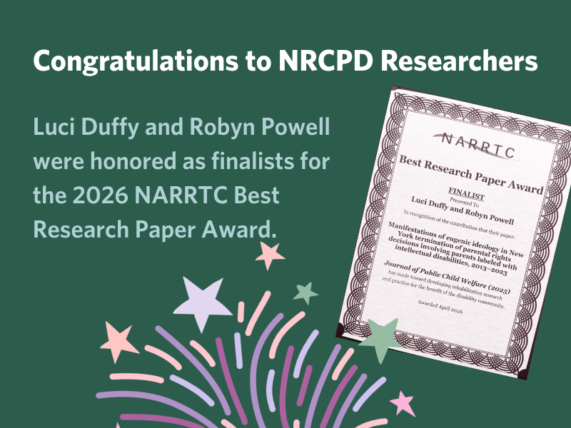 Congratulations to NRCPD Researchers - Award Finalists for NARRTC Best Research Paper 2026