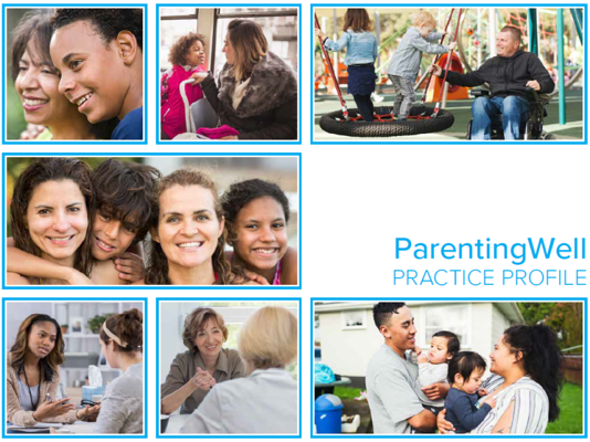 Images of families and children in the community and in meetings with practitioners.