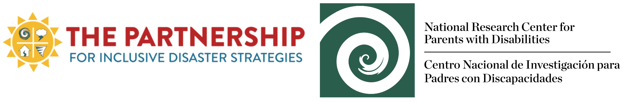 Logos for the Partnership for Inclusive Disaster Strategies and the NCDPR